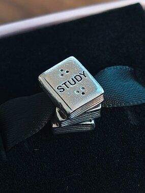 Authentic Pandora Study Books Charm – 790536 Sterling Silver (Retired)